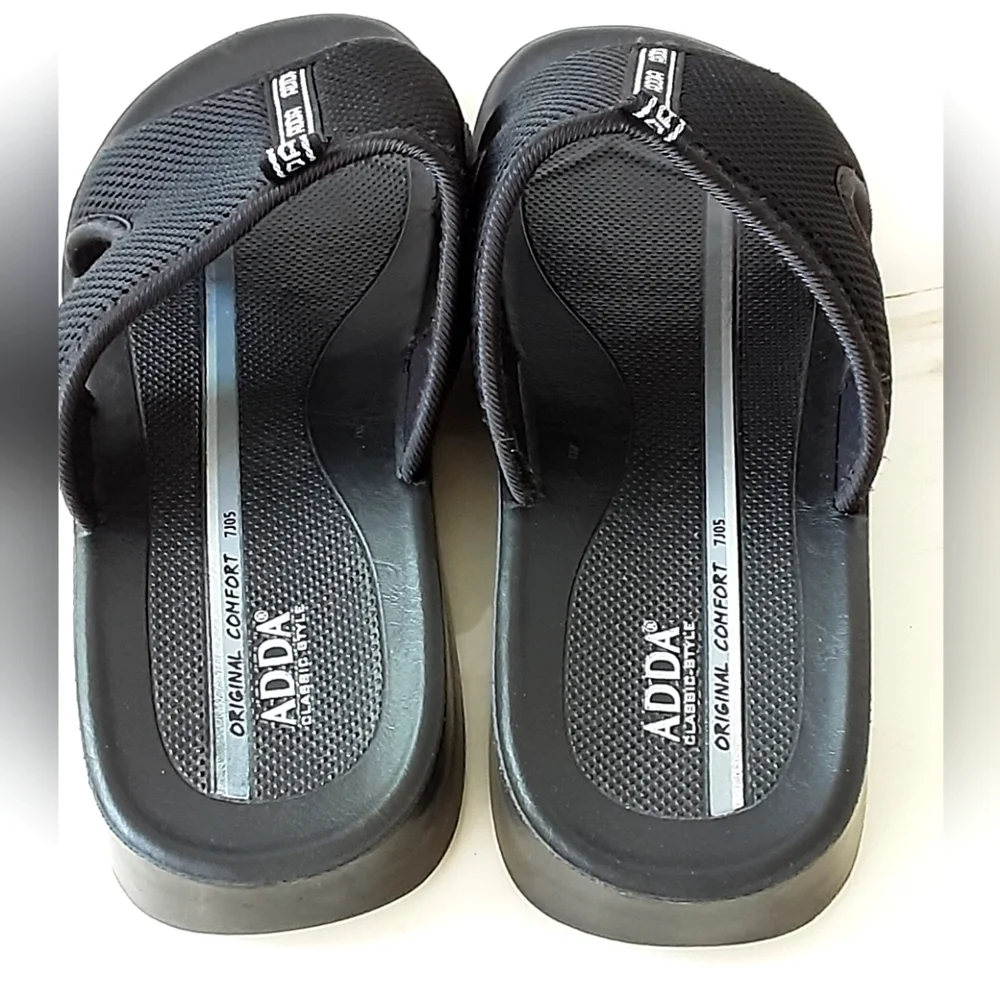 ADDA Original Comfort Mens Black Microfiber Leather Sandals Sz 11 (45) NWOT